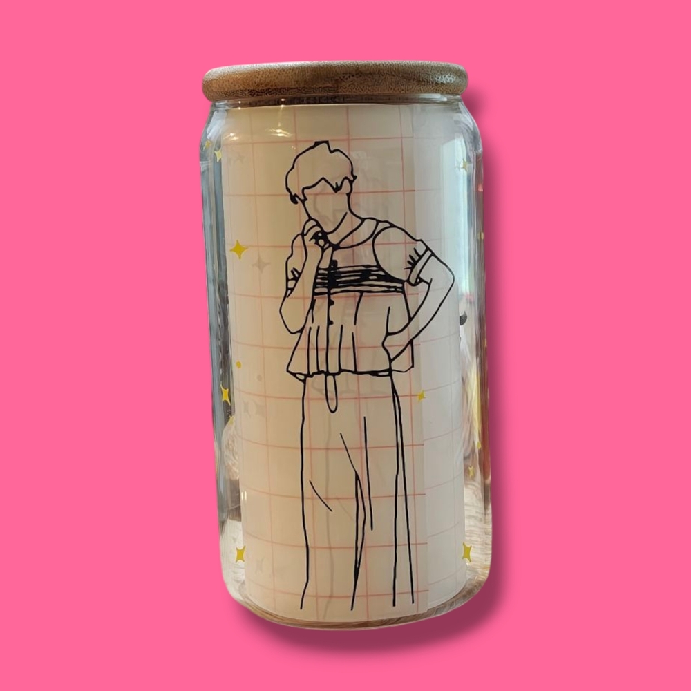 Artistic Glass Jar with Wooden Lid - Harry Styles
